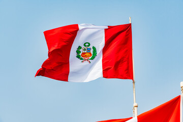 Waving Peruvian flag - Lima, Peru