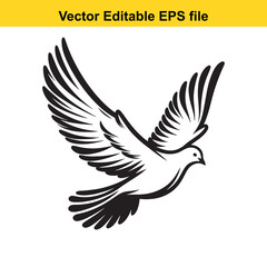 Fototapeta premium Vector art of a dove in flight, symbolizing peace and freedom long horn, , long horn