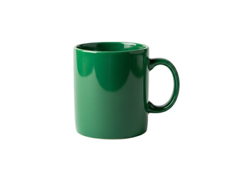 Emerald green ceramic mug with handle isolated on a transparent background beverage