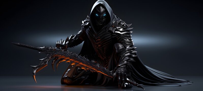 A photo of a scorpion monster knight, hooded cloak,generative AI
