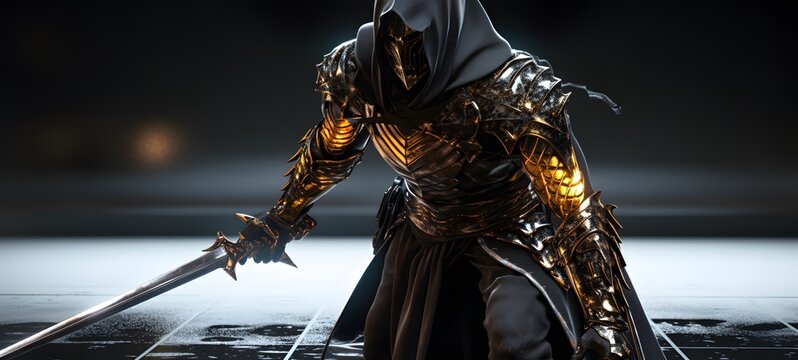 A photo of a scorpion monster knight, hooded cloak,generative AI