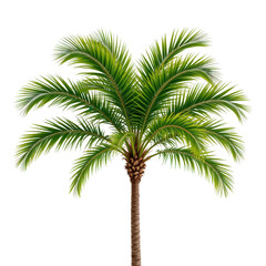 Fototapeta premium Lush Green Palm Tree Against a Black Background for Tropical Vibe