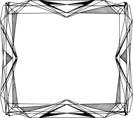 Geometric frame with triangles and fine lines in hand-drawn style