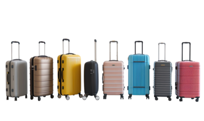 various travel suitcase, luggage trolley bags in different colours