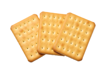 Golden Rectangular Biscuits with Perforations isolated on a transparent background crackers brown