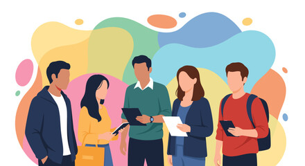 Diverse young professionals collaborating, fostering teamwork and community. Ideal for business, education, or modern lifestyle themes.