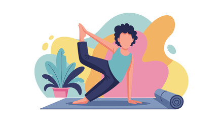 Person practicing yoga in a balanced pose, promoting health, wellness, and mindfulness. Ideal for fitness and lifestyle concepts.