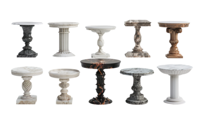 various Victorian style pedestal marble side tables