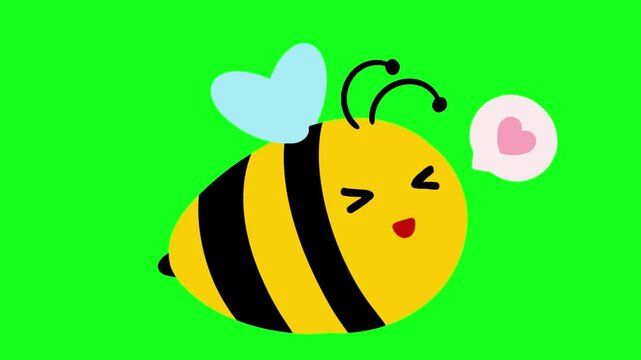 Cute bee flying with love, looping animation