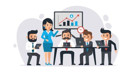 Diverse business team collaborating in a modern office meeting, analyzing data for growth and strategic planning. Ideal for corporate, finance, or technology concepts.
