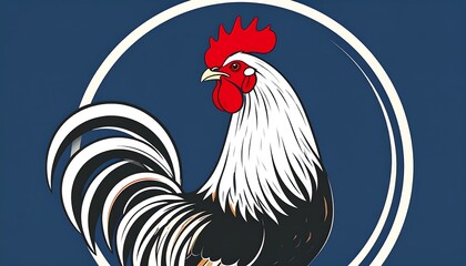 Rooster illustration in a circular frame