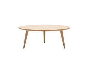 Light wood round coffee table with tapered legs isolated on a transparent background furniture