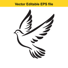 Vector art of simple dove in flight isolated on white background long horn, , long horn