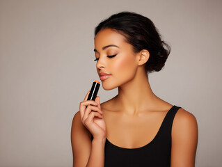 side view of woman applying contour stick on face