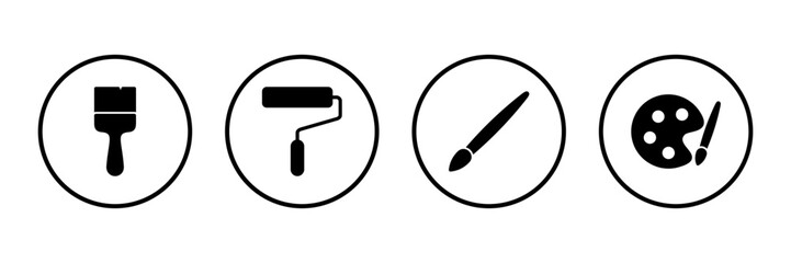 Paint icon logo design. paint brush sign and symbol. paint roller icon vector