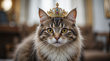 Cat with a crown royal demeanor