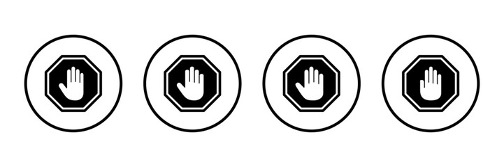Stop icon logo design. stop road sign. hand stop sign and symbol. Do not enter stop red sign with hand