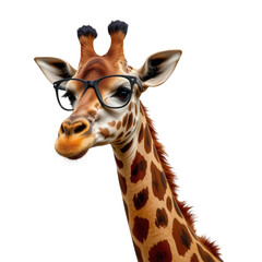 Obraz premium Giraffe Wearing Glasses with Curiosity and Playful Attitude