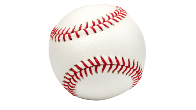 a baseball with red stitches on a white background