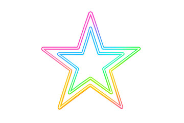 Obraz premium Glowing neon rainbow star with transparent backdrop, radiating colorful energy and visual impact for graphic design projects