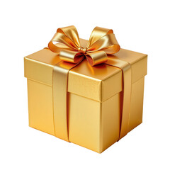 Golden Gift Box with Bow for Celebrations and Special Occasions