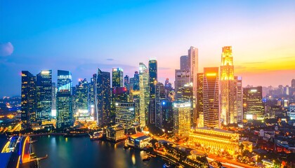 Obraz premium Panoramic city skyline at dusk