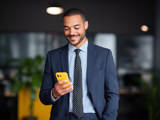 handsome young man with mobile phone