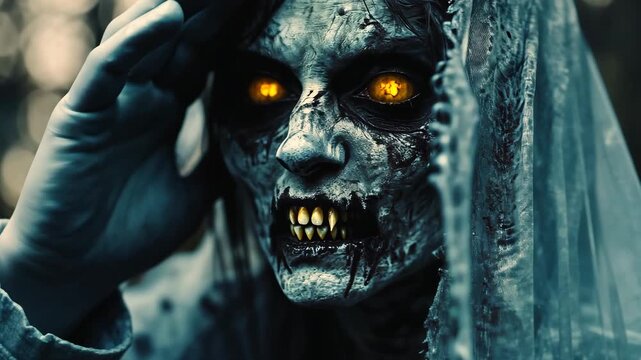 Demonic Spirit with Sharp Teeth and Yellow Eyes