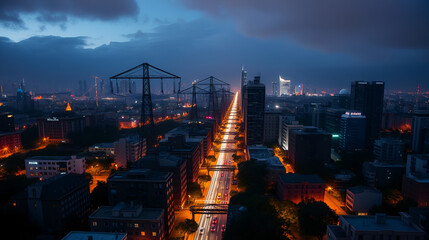 Smart grid quickly rerouting power to illuminate urban landscape during blackout