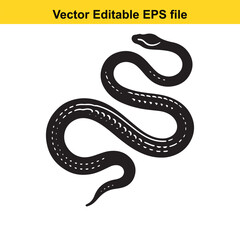 Vector art of detailed black snake illustration isolated on white background long horn, , long horn