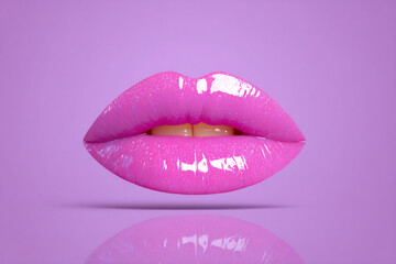 pink lips isolated on white background