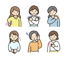 体、心の不調に悩む女性セット