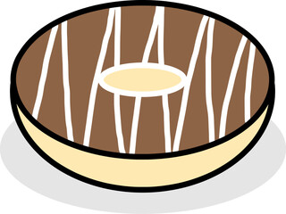 3D Chocolate Donut with White line Topping Vector Illustration
