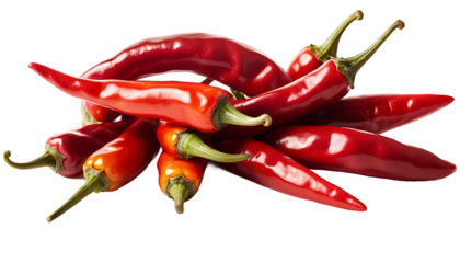 Fiery Red Chili Peppers: A close-up shot showcasing a vibrant assortment of fiery red chili peppers, each a symbol of culinary boldness and flavorful intensity.