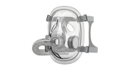 Detailed Gray Gas Mask Isolated on White Background for Protective Safety Equipment and Emergency Preparedness in Modern Technical Rendering