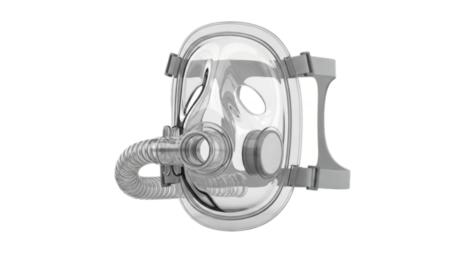 Detailed Gray Gas Mask Isolated on White Background for Protective Safety Equipment and Emergency Preparedness in Modern Technical Rendering