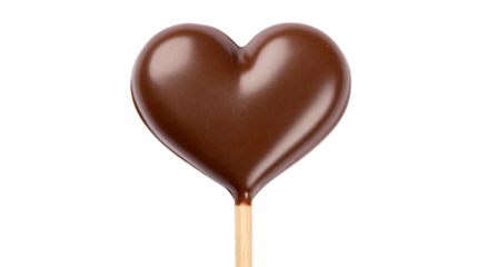 a chocolate heart shaped lollipop on a stick