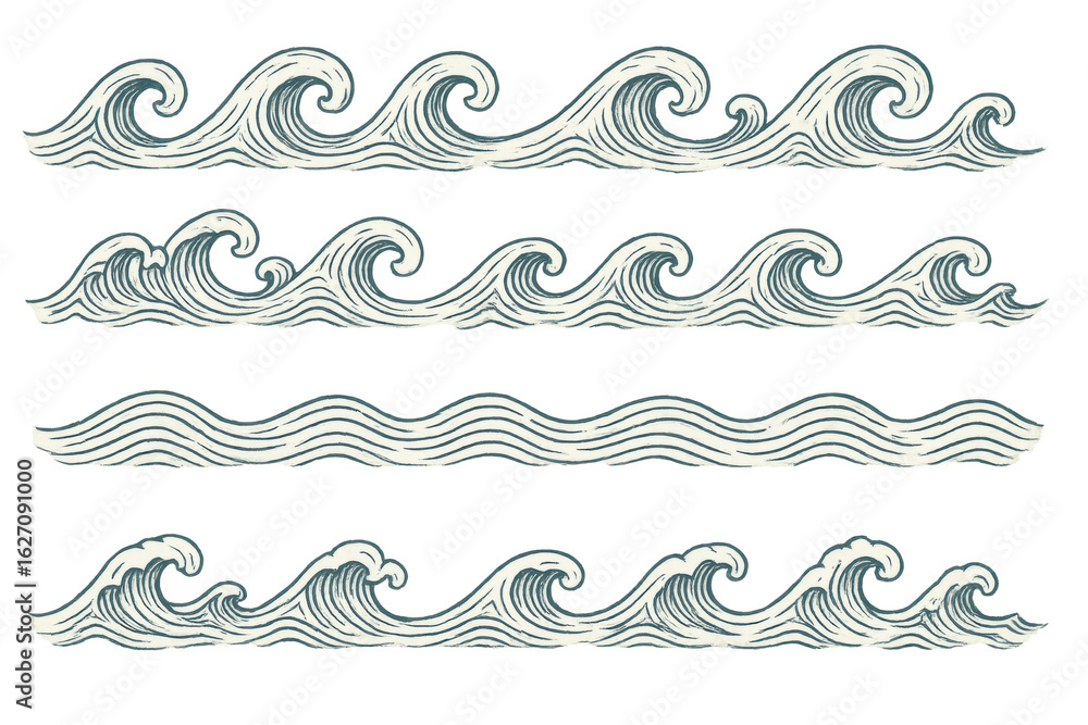 Poster seamless maritime pattern featuring crashing waves, generating dynamic nautical texture against tran