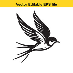 Obraz premium Vector art of swallow bird in flight with forked tail isolated on white background long horn, , long horn