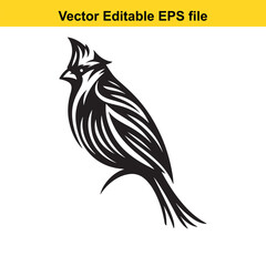 Obraz premium Vector art of silhouette of a cardinal bird isolated on white background long horn, , long horn