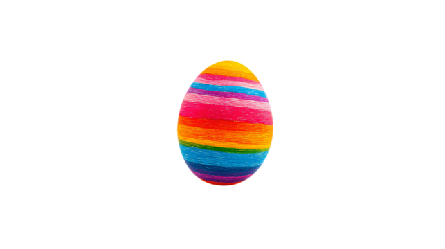 a colorful striped egg is on a white surface - Powered by Adobe