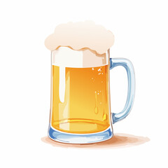 ジョッキに入った泡がもこもこのビール　水彩画風