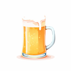 ジョッキに入った泡がもこもこのビール　水彩画風