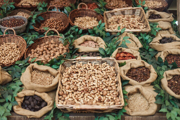spices and herbs in a market