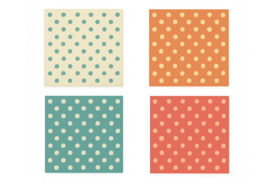 Vibrant retro polka dot patterns overlapping, transparent background perfect for crafting, textile design, decorative elements