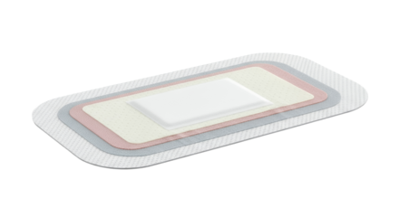Digital Rendering of a Multi Layered Bandage with Central White Pad on Transparent Background with Soft Lighting