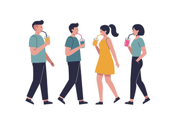 Fototapeta premium People Vector Illustration of Friends Enjoying Drinks in Modern Style Colorful Vector Art