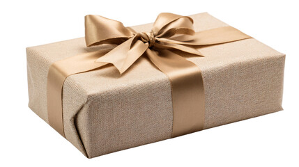 a gift wrapped in brown paper with a bow