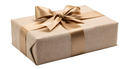 a gift wrapped in brown paper with a bow