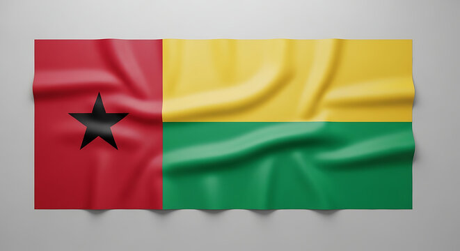 Guinea Bissau National Flag Waving Soft Fabric Close Up - Powered by Adobe